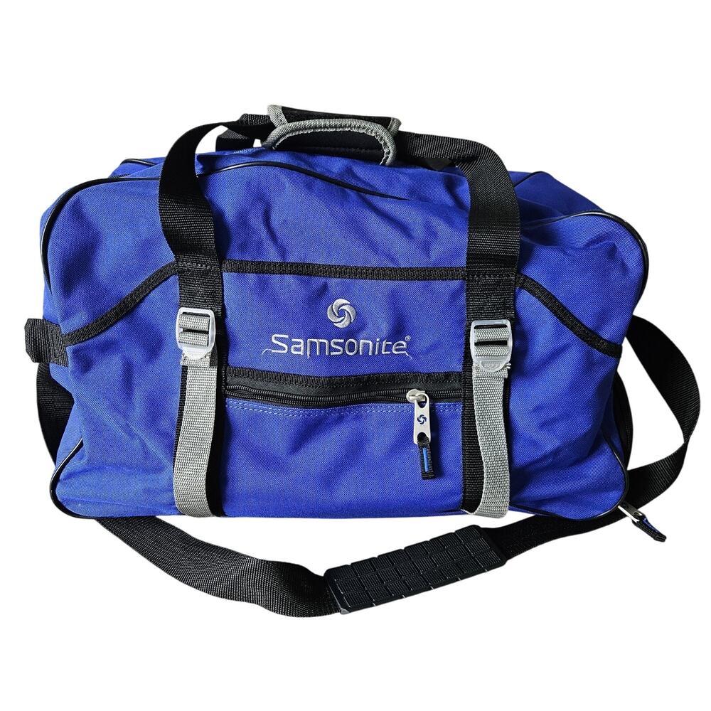 SAMSONITE Blue Carry On Weekend Duffle‎ Bag Luggage Gym Strap w/Shoe Storage